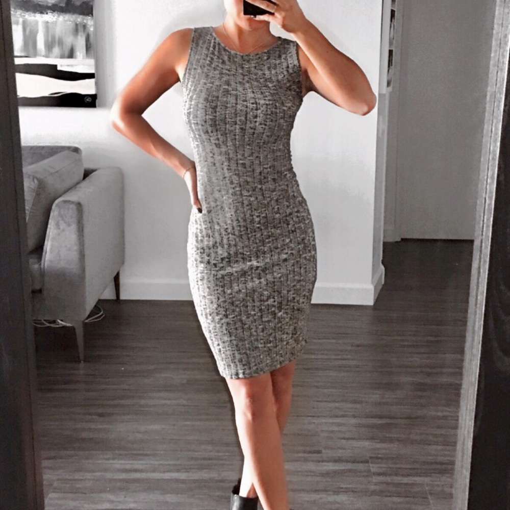 🏷️TRACY - KNITTED HEATHER GREY DRESS